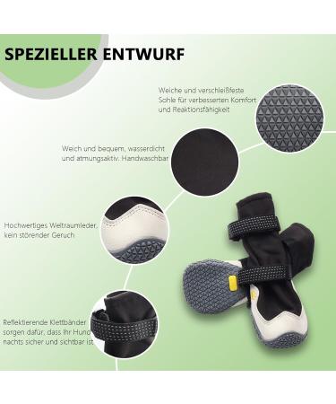 Waterproof Dog Shoes for Medium & Large Dogs - 4 Pack Paw Protection with Non-Slip Sole & Adjustable Reflective Velcro - Breathable Outdoor Gear (Black) - Buy Online on GoSupps.com