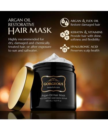 gorgeous 3 Pc Premium Hair Repair Set Argan Oil Shampoo mask Hair Protection oil - Buy Online on GoSupps.com