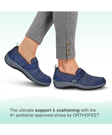 Orthofeet Quincy 8 Blue Plantar Fasciitis Women's Shoes - Heel Pain Relief, Arch Support, Ergonomic Sole, Wide Widths - Buy Online on GoSupps.com