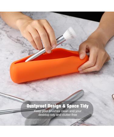FERYES Travel Makeup Brush Holder - Stylish Orange/Sunset Chevron | Perfect for On-the-Go Beauty - Buy Online on GoSupps.com