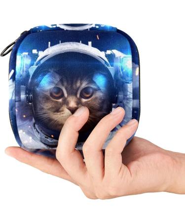 Menstruation Pad Bag with Zipper | Stylish Women's Napkin & Tampon Bag - Cosmic Cat Design - Buy Online on GoSupps.com