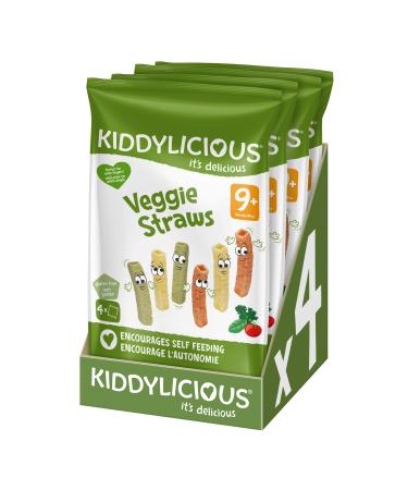 Kiddylicious Veggie Straws Vegetables | From 9 Months | Gluten Free | 4 Packs of 48g (4 x 12g Sachets) | 192g (Packaging May Vary)