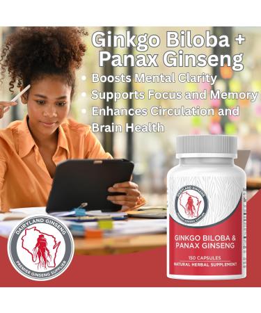 Dairyland Management Panax Ginseng + Gingko Biloba Capsules 150ct 1000 mg of Panax Ginseng 60 mg of Gingko Biloba per Serving - Buy Online on GoSupps.com