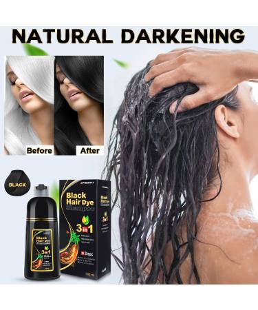 Hair Dye Shampoo for Gray Hair | 3 in 1 Black Hair Color Shampoo for Men & Women | Herbal Ingredients | 500ml - International Shipping Available - Buy Online on GoSupps.com