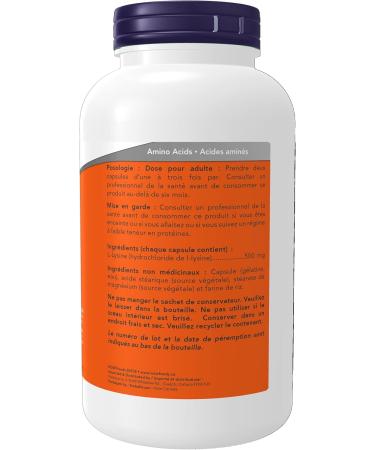 NOW - L-Lysine 500mg 250 Capsules - Buy Online on GoSupps.com