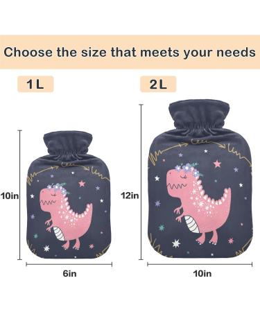 Shop Naanle Pink Dinosaurs 2L Hot Water Bottle - Transparent Cover for Pain Relief & Warmth | Ideal for Bed Hands & Feet - Buy Online on GoSupps.com