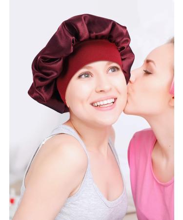 Blulu 3-Piece Satin Sleep Cap Set for Women and Girls - Silver, Wine Red, Royal Blue - Buy Online on GoSupps.com