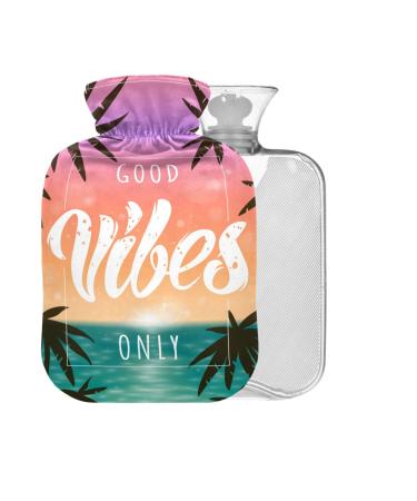 Good Vibes Hot Water Bottle with Cover 2L for Pain Relief Bed Hand Feet