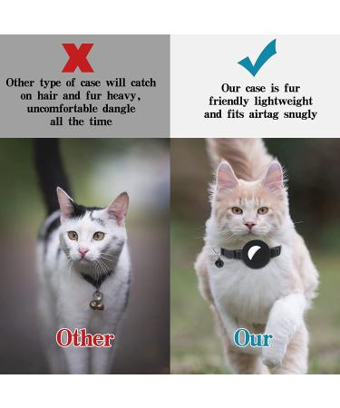 DILLYBUD 2 Pack Reflective AirTag Cat Collar Holder with Bell | Waterproof Silicone Case | Compatible with Apple AirTag | Small Pets Puppy Kitten | Solid Black Leather - Buy Online on GoSupps.com