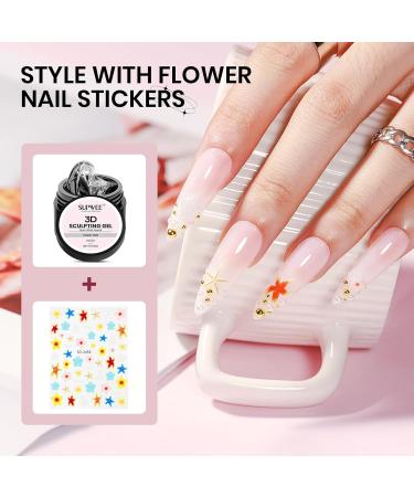  SUPWEE Clear 3D sculpting gel with floral stickers 15g multi-functional modeling gel for nails 3D gel floral stickers and nail brushes for DIY salon at the - Buy Online on GoSupps.com