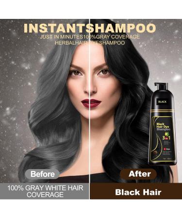  MagiSel 500ml Color Shampoo Instant Hair Dye Shampoo for Colored Hair Natural Black Hair Dye Shampoo 3 in 1 Hair Dye for Men and Women (Black) - Buy Online on GoSupps.com
