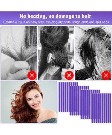 Qinersaw 40pcs Papilotten Curlers - Heatless Flexible Hair Rollers for Women & Girls | Includes 2 Combs & 3 Clips - Black & Purple - Buy Online on GoSupps.com