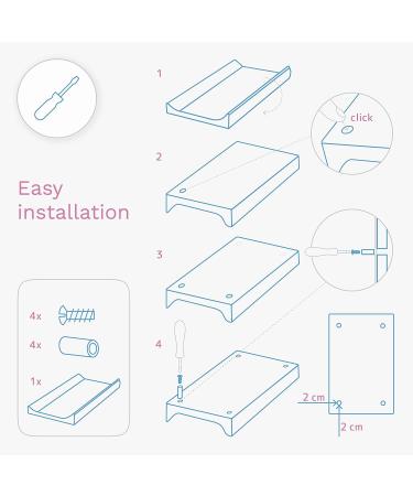 Baby Hard Base Changing Mat 80x50 cm for 140x70 cm Cot Bed | Waterproof Anti-Roll Nappy Changer with Raised Edges | Unisex Grey Zebra Design - Buy Online on GoSupps.com