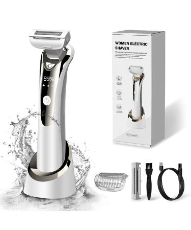 Electric Razors for Women, SURPN 2022 Upgraded Waterproof Safe and Fast Electric Shaver for Women Pubic Hair Legs Bikini Sensitive Skin, 15Flexible Head Close Smooth Shave, Extra Shaver Head Included