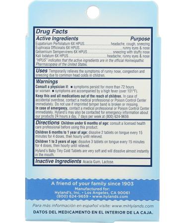 Hyland's Baby Tiny Cold 125 Tablets - Natural Relief for Infants | Buy Online - Buy Online on GoSupps.com