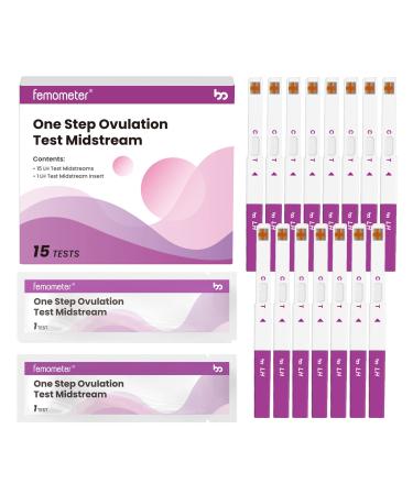 Femometer Ovulation Test Strips Refill for Ivy-102 Only, 15 Count LH Test Strips for Women Trying to Conceive, Over 99% Accurate Result Powered by Femometer App 15 LH Tests