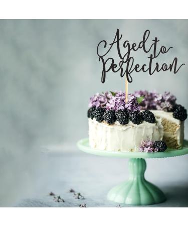Arthsdite Aged to Perfection Cake Topper Happy Birthday Engagement Retirement Party Decorations Supplies - Black Glitter - Buy Online on GoSupps.com