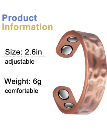 EnerCoppeX Pure Copper Ring for Men Lymphatic Drainage Adjustable Magnetic Ring 3500 Gauss Magnet (CPR-0282C-L) - Buy Online on GoSupps.com