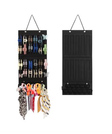 Hanging Hair Claw Clips Holder for Women Lady  Claw Hair Clip Storage Organizer for Girls  Hair Banana Barrettes Bows Flower Butterfly Jaw Clips Display Stand Holder. (Black)