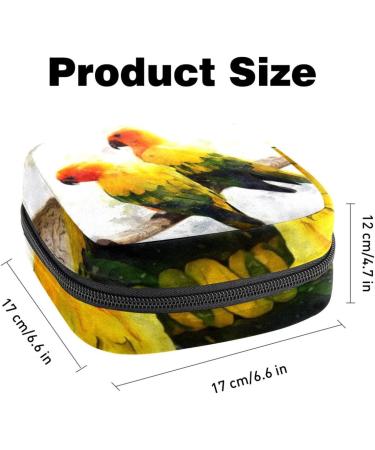 Colorful Storage Bags for Women | Watercolor Parrot Patterns | Portable Menstrual Pad & Bandage Holder | Multi-functional Organizer for School & Office - Buy Online on GoSupps.com