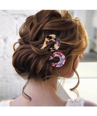 Vintage Cellulose Acetate French Hair Sticks Set - 3 PCS U Shape Hair Clips for Women and Girls with Long Thick Hair (Sawtooth Design) - Buy Online on GoSupps.com