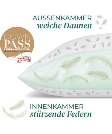 Knerst Daunkissen 80x80 - Luxurious 3 Chamber Down Pillow | Made in Germany | Natural Comfort for Relaxation & Quality Sleep - Buy Online on GoSupps.com