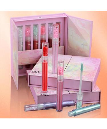 Lucoss 6 Colors Glitter Liquid Lipsticks Gift Set Waterproof Moisturizing Metallic Lip Gloss for Women & Girls Shimmering Glitter Finish - Buy Online on GoSupps.com