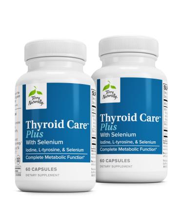 Terry Naturally Thyroid Care Plus - Supplement to Aid Thyroid - Dietary Supplement for Energy & Healthy Hair Support - Supplement with L-Tyrosine & Selenium - 60 Capsules (2 Pack)