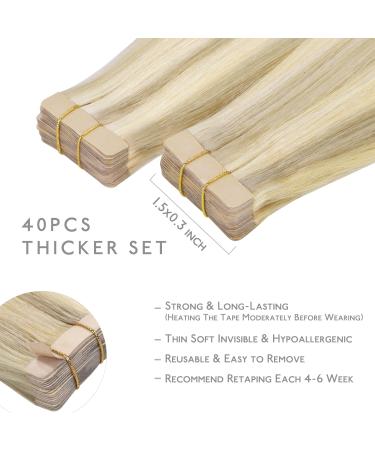 Real Hair Extensions Tape In - 40PCS 60G 25cm Ashblond to Goldblond & Platinum Blond - Salife Extensions - Buy Online on GoSupps.com