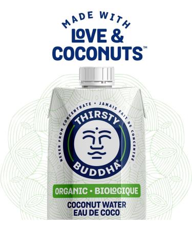 THIRSTY BUDDHA Coconut Water - Pure Coconut Water- Premium Coconut Water- Organic Coconut Water- Fair Trade Certified Coconut Water- All Natural Hydration Electrolytes Sports Drink- No Added Sugar Vegan Non-GMO Coconut Water 1L (12/1L) 1 l (Pack of 12) - Buy Online on GoSupps.com