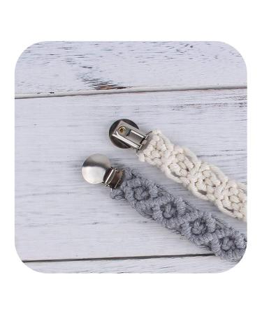 Pacifier Chain Cotton Pack of 3 - Baby Pacifier Strap Clips for Newborns (Beige Pink Gray) | Ideal for Boys & Girls - Buy Online on GoSupps.com