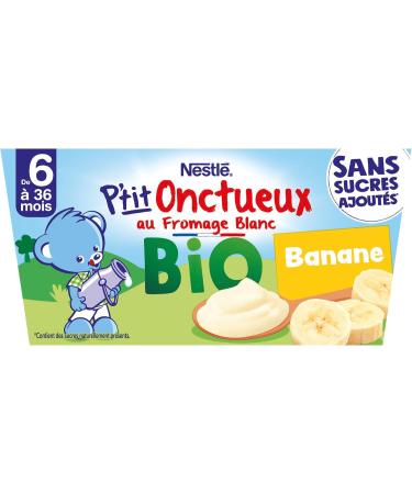 Nestl B b - P'Tit Onctueux Bio - Banane - Laitage d s 6 Mois - 4X90g (Lot de 3) - Buy Online on GoSupps.com