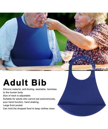Elder Bib 18.1x13.8x1.2in Adjustable Clothes Protector Adult Bib Silicone Bibs with Pocket Portable for Eating Drawing Painting Dinning - Buy Online on GoSupps.com