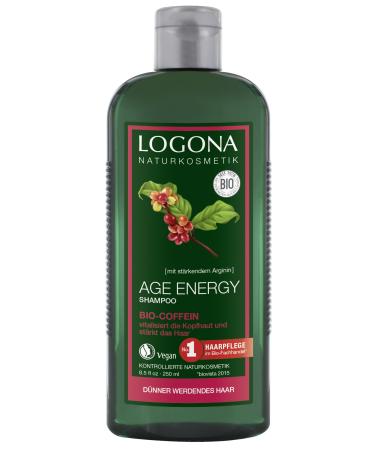 LOGONA Naturkosmetik Age Energy Shampoo Organic caffeine strengthened and vitalized for supple hair with extracts 250 ml