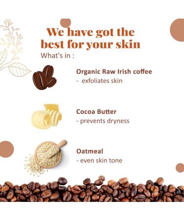 NutriGlow Naturals Raw Irish Coffee Face & Body Scrub - 100gm | Exfoliating & Nourishing | International Shipping Available - Buy Online on GoSupps.com