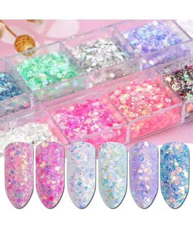 Leeqbcr Nail Art Sequins - 1 Box of 12 Grille Accessories for DIY Nail Art Decoration & Crafts - Buy Online on GoSupps.com