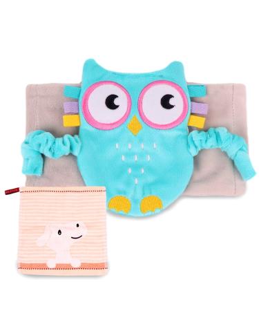 Superse Colic and Gas Relief for Newborns - Colic Calm Baby Heating Pad Belly Band for Upset Stomach and Baby Reflux - Warm Aroma Stomach Band for Fussy Infant Gas with Washcloth (Blue owl)
