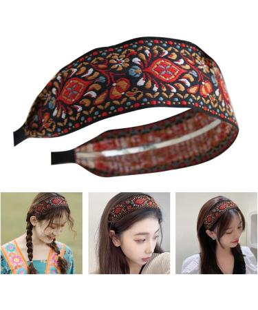 Vintage Headband Wide Embroidery Hair Band Retro Ethnic Headdress for Women Girl Vintage Headband - Buy Online on GoSupps.com
