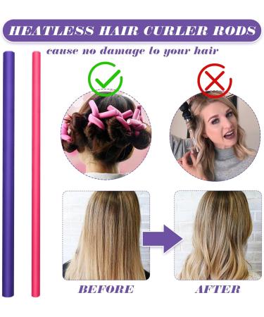 VEGCOO 42 Pcs Flexible Curling Rods Kit 40 Pcs 9.5'' Flexi Rods in 0.3''/0.5'' Diameters with 2 Pcs Steel Pintail Comb for Long Hair Short Hair DIY Hair Salon - Buy Online on GoSupps.com
