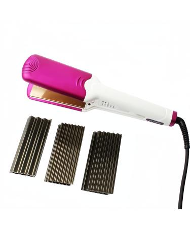 Hair Crimper Iron with 4 Interchangeable Plates Crimping Iron for Women Volumizing Crimper Flat Iron for Short Long Hair Hair Straightener Curler 4 in 1 Plate