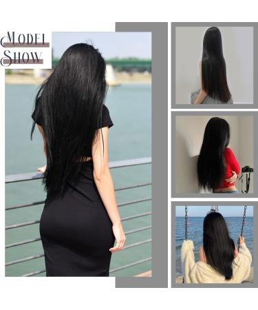 22 Off Black Synthetic Clip in Hair Extension - Full Head Double Weft Hairpiece for Women - Buy Online on GoSupps.com