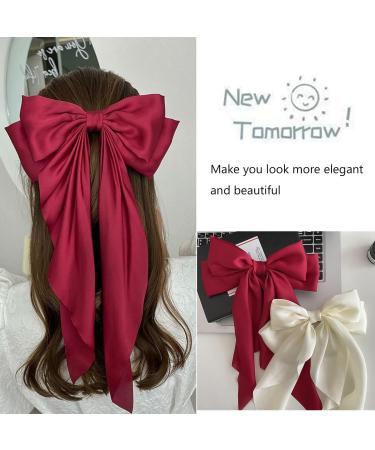 Big Bow Barrettes BetterJonny 6Pcs Silky Satin Bows Barrettes Hair Clip with Long Silky Bows Hair Clips for Girls Women Adult Teens Hair Accessories  - Buy Online on GoSupps.com
