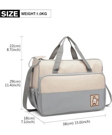 KMRLOFIY 5 Set Baby Diaper Bag - Travel Handbag with Shoulder Strap Bottle Holder & Diaper Pad - Light Green - Buy Online on GoSupps.com