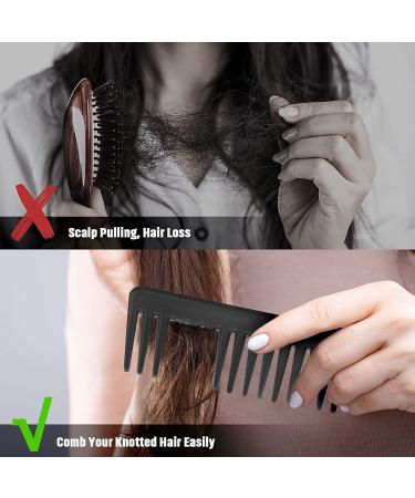 Wide Tooth Detangling Comb for Curly Hair - No Handle for Wet & Dry Use - Black - Buy Online on GoSupps.com