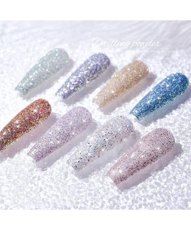 GZMAYUEN Crystal Diamond Nail Glitter Powder Set - 8 Pieces Gold, Silver, Rose Gold, Blue Glass Stone Chrome Sparkles - Nail Pigment Decoration Kit - Buy Online on GoSupps.com