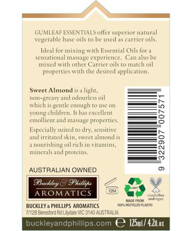 Sweet Almond Carrier Oil - 4.2 fl oz | Vegan & Cruelty-Free | Eco-Friendly 100% Recycled Packaging - Buy Online on GoSupps.com