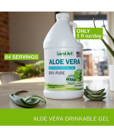 Land Art Organic Aloe Vera Gel - Unflavored | 64 fl oz - Cold-Processed Inner Fillet from Texas | Heartburn Relief | Acid Reflux Formula - Buy Online on GoSupps.com