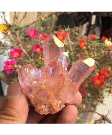 Natural Crystal Rough Beautiful Rose Flame Aura Quartz Crystal Cluster Specimen 60-70G - Buy Online on GoSupps.com