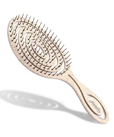 Ninabella Organic Detangling Hair Brush for Women  Men & Children - Does not Pull on Hair - Hair Straightening Brushes for Straight  Curly & Wet Hair - Unique Spiral Hairbrush Nature