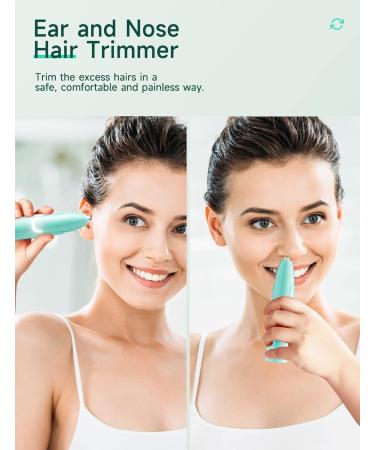 2023 Rechargeable Nose Hair Trimmer for Men & Women - Painless Ear, Eyebrow & Facial Hair Trimmer with Powerful Motor & Dual-Edge Blades - Easy Cleansing, IPX7 Waterproof - Green - Buy Online on GoSupps.com